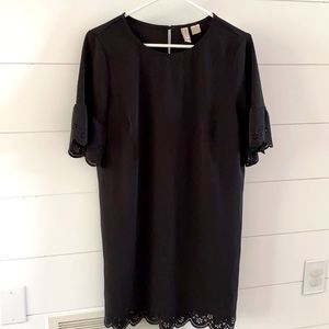 H Black Dress with scalloped trim